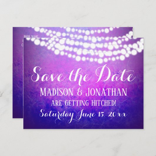 Paarse Ombre Rustic van de Lichten van het Koord s Briefkaart (Voorkant / Achterkant)