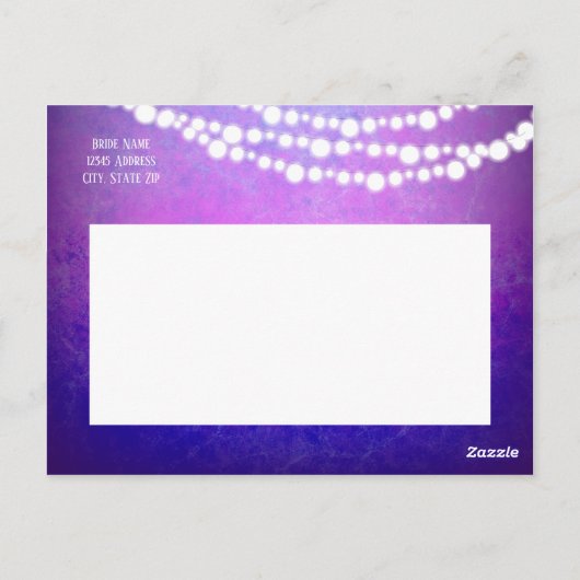 Paarse Ombre Rustic van de Lichten van het Koord s Briefkaart (Achterkant)