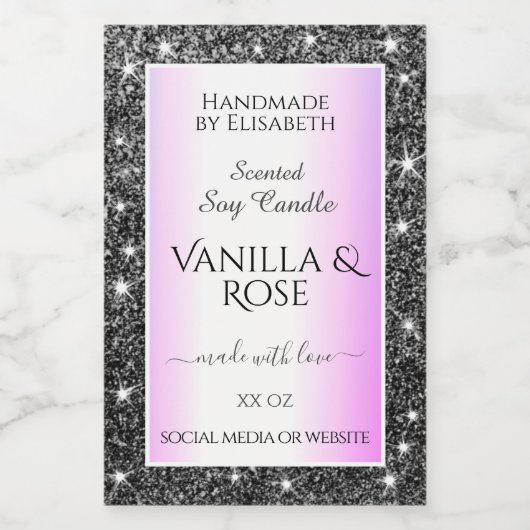 Paarse Ombre Silver Glitter Product Label Beauty & Voedselcontainer Etiket (Enkel label)