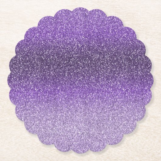 Paarse Ombre Sparkle Glitter Kartonnen Onderzetters (Voorkant)