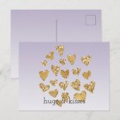 Paarse Ombre Sparkle Gold Glitter Hearts Briefkaart (Voorkant / Achterkant)