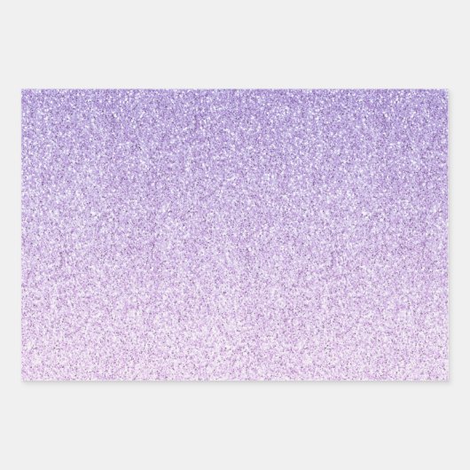 Paarse Ombre Sparkle Gold Glitter Hearts Inpakpapier Vel (Voorkant 3)