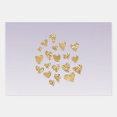 Paarse Ombre Sparkle Gold Glitter Hearts Inpakpapier Vel (Voorkant)