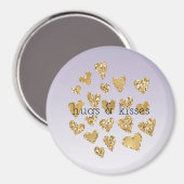 Paarse Ombre Sparkle Gold Glitter Hearts Magneet (Voorkant / Achterkant)