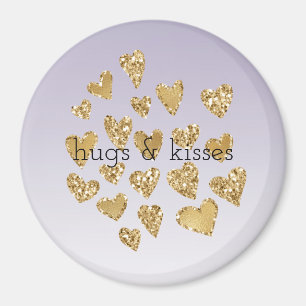 Paarse Ombre Sparkle Gold Glitter Hearts Magneet