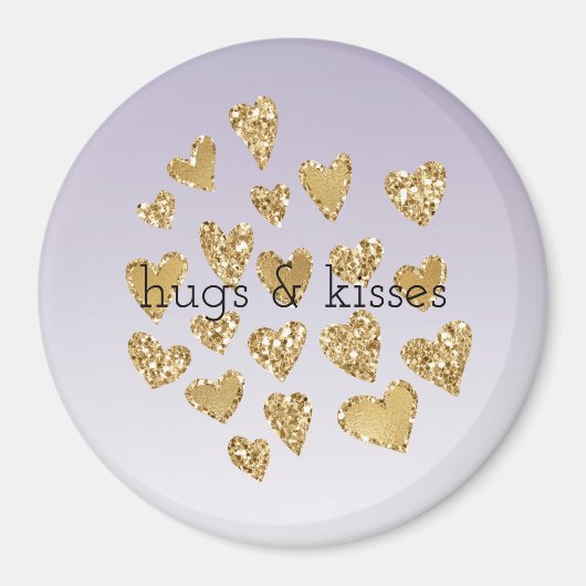 Paarse Ombre Sparkle Gold Glitter Hearts Magneet (Voorkant)