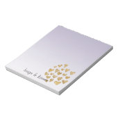 Paarse Ombre Sparkle Gold Glitter Hearts Notitieblok (Linkerzijde)