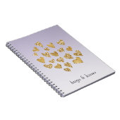 Paarse Ombre Sparkle Gold Glitter Hearts Notitieboek (Rechterzijde)