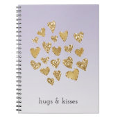 Paarse Ombre Sparkle Gold Glitter Hearts Notitieboek (Voorkant)