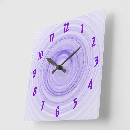 Paarse Ombre Spirals Abstract Vierkante Klok (Hoek)