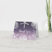Paarse Ombre Starfish Seashells Beach Wedding Bedankkaart (Voorkant)