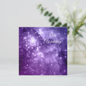 Paarse Ombre Stars Celestial Wedding Kaart (Staand voorkant)