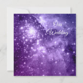 Paarse Ombre Stars Celestial Wedding Kaart (Voorkant)