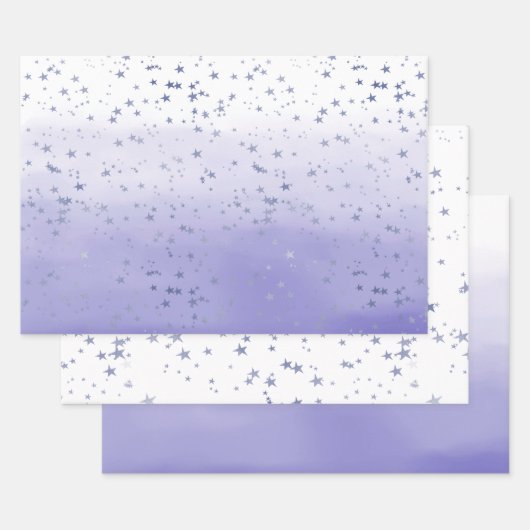 Paarse Ombre Stars Inpakpapier Vel (Set)