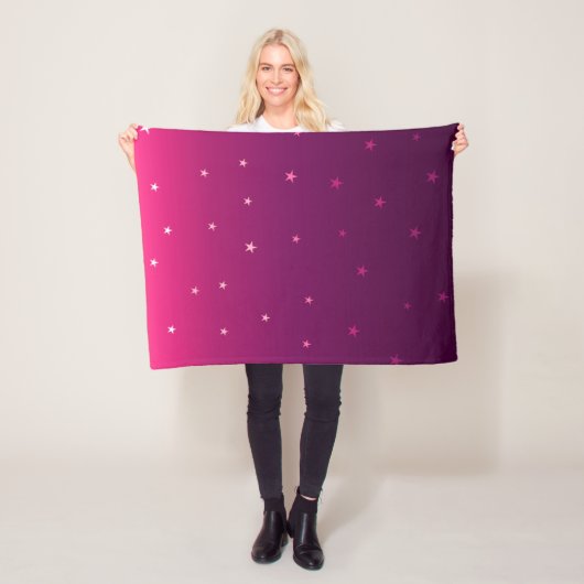 Paarse ombre sterren fleece deken (In situ)