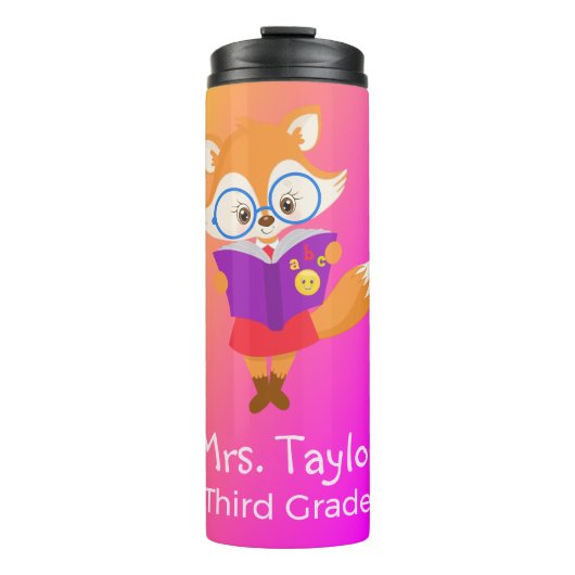 Paarse Ombre Teacher's Gift Fox Thermosbeker (Voorkant)