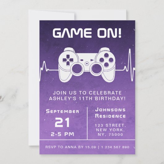 Paarse ombre Video Gamer Kinderen Birthday Kaart (Voorkant)