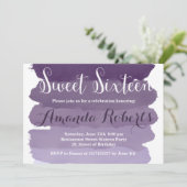 Paarse ombre waterverf modern Sweet 16 Kaart (Staand voorkant)