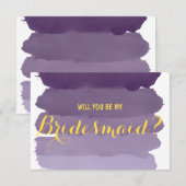 Paarse ombre waterverf Wil je mijn bruidsmeisje zi Kaart (Voorkant / Achterkant)