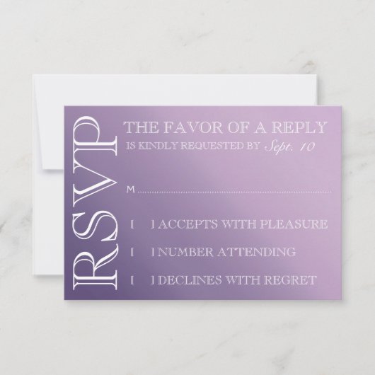 Paarse ombre Wedding Invitation rsvp (Voorkant)