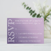 Paarse ombre Wedding Invitation rsvp (Staand voorkant)