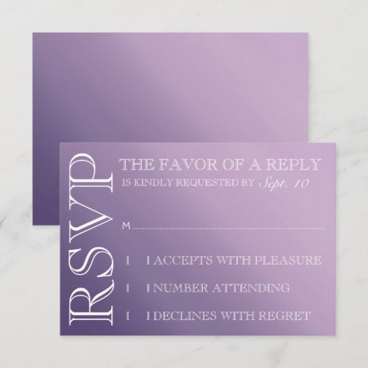 Paarse ombre Wedding Invitation rsvp (Voorkant / Achterkant)
