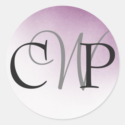 Paarse Ombre Wedding Monogram stickers (Voorkant)