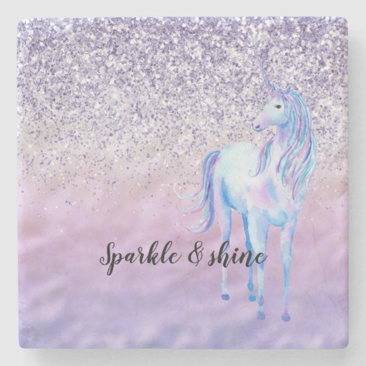 Paarse ombre wimpers glitter eenhoorn stenen onderzetter (Voorkant)