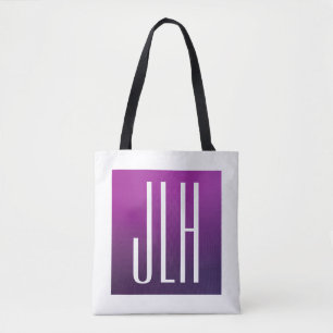 Paarse Ombre & Witte Beginletters of Andere Tekst Tote Bag