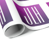 Paarse Ombre & Witte Initialen of andere Tekst Cadeaupapier (Rol Hoek)