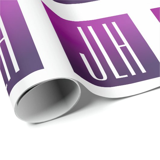 Paarse Ombre & Witte Initialen of andere Tekst Cadeaupapier (Rol Hoek)
