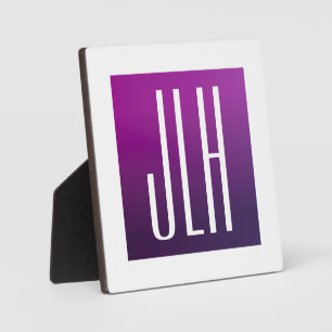 Paarse Ombre & Witte Initialen of andere Tekst Fotoplaat