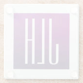 Paarse Ombre & Witte Initialen of andere Tekst Glazen Onderzetter (Achterkant)