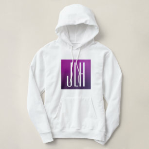 Paarse Ombre & Witte Initialen of andere Tekst Hoodie