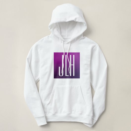 Paarse Ombre & Witte Initialen of andere Tekst Hoodie (Design voorkant)