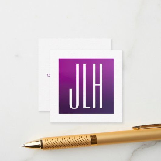 Paarse Ombre & Witte Initialen of andere Tekst Informatiekaartje (Voorkant / Achterkant in situ)