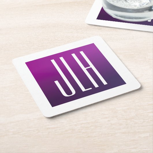Paarse Ombre & Witte Initialen of andere Tekst Kartonnen Onderzetters (Schuin)