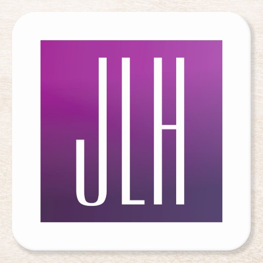 Paarse Ombre & Witte Initialen of andere Tekst Kartonnen Onderzetters (Voorkant)