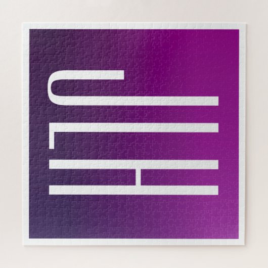 Paarse Ombre & Witte Initialen of andere Tekst Legpuzzel (Horizontaal)
