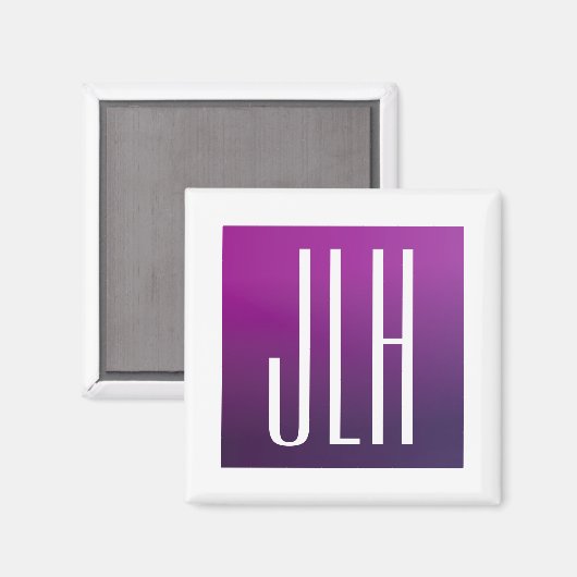 Paarse Ombre & Witte Initialen of andere Tekst Magneet (Voorkant / Achterkant)