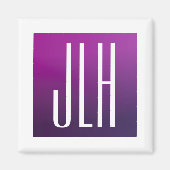 Paarse Ombre & Witte Initialen of andere Tekst Magneet (Voorkant)