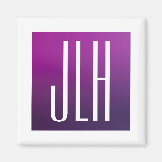 Paarse Ombre & Witte Initialen of andere Tekst Magneet (Voorkant)