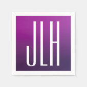 Paarse Ombre & Witte Initialen of andere Tekst Servet (Voorkant)