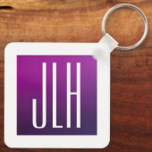 Paarse Ombre & Witte Initialen of andere Tekst Sleutelhanger (Achterkant)