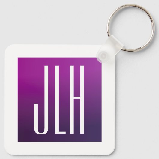 Paarse Ombre & Witte Initialen of andere Tekst Sleutelhanger (Achterkant)