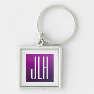 Paarse Ombre & Witte Initialen of andere Tekst Sleutelhanger
