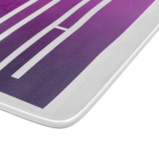 Paarse Ombre & Witte Initialen of andere Tekst Snijplank (Hoek)