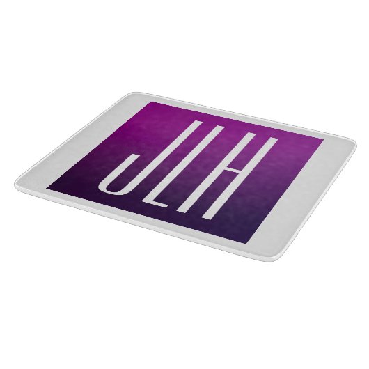 Paarse Ombre & Witte Initialen of andere Tekst Snijplank (Hoek)