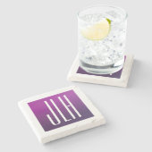 Paarse Ombre & Witte Initialen of andere Tekst Stenen Onderzetter (Zijkant)