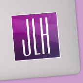 Paarse Ombre & Witte Initialen of andere Tekst Sticker